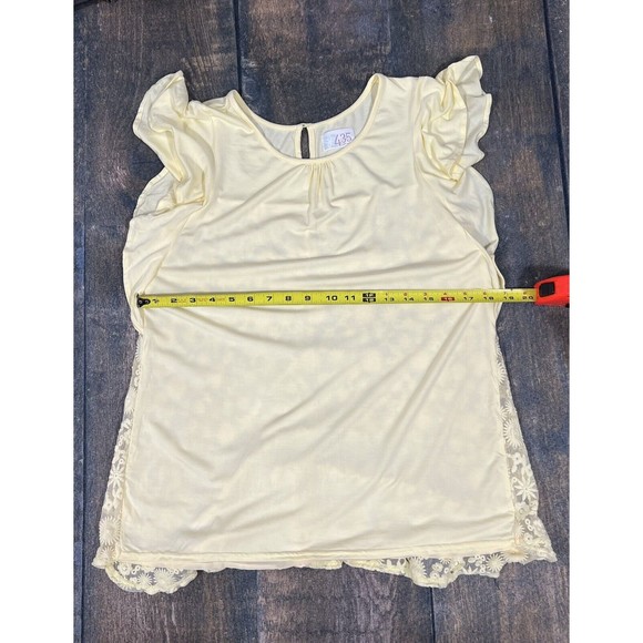 Matilda Jane Clothing 435 Girls Size 16 Tether Ball Top! Yellow Lace Flutter - Picture 6 of 7